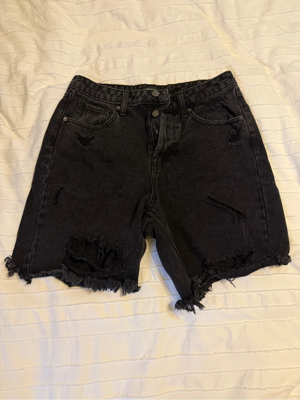 wild fable Black Distressed High-Rise Jean Shorts - Picture 1 of 3